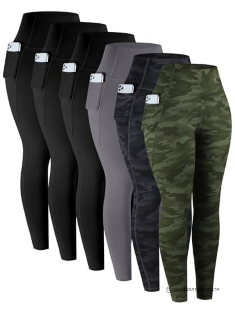 6 Pack High Waisted Leggings with Pockets for Women Tummy Control Yoga Pants